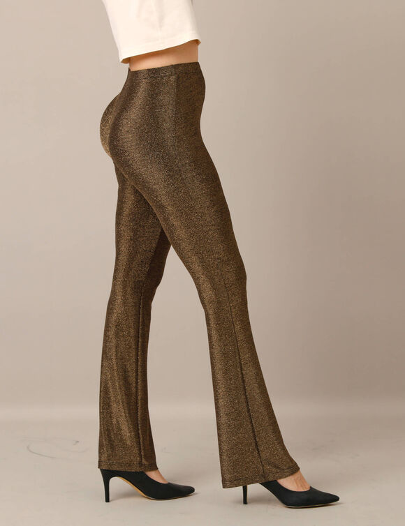 Legging bootcut taille élastiquée, maille brillante (doré) Legging bootcut taille élastiquée, maille brillante (doré)